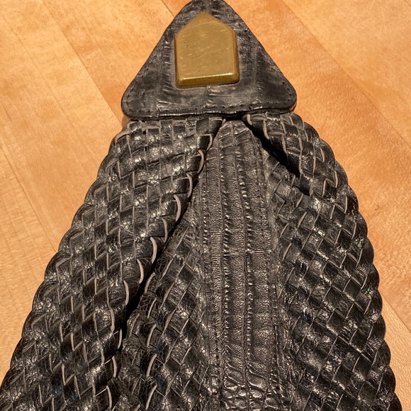Jil Sander woven snakeskin belt.